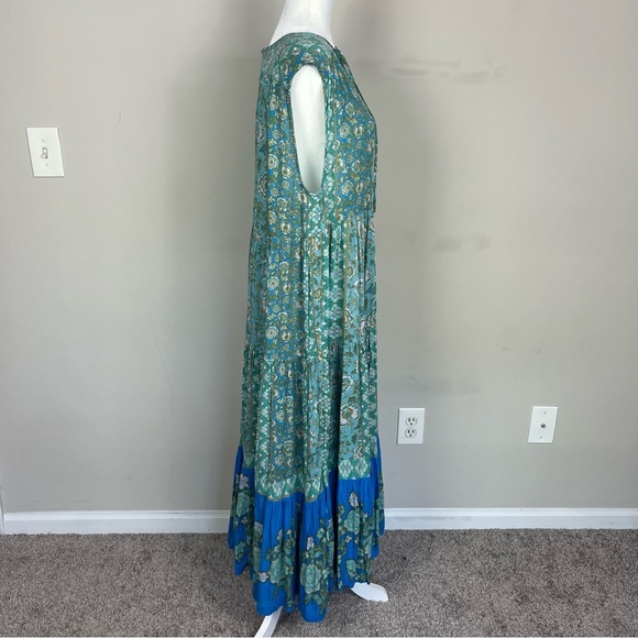 FREE PEOPLE HANALEI BAY LACE UP TIERED OVERSIZED TIERED FLORAL MAXI DRESS XS - Picture 14 of 16